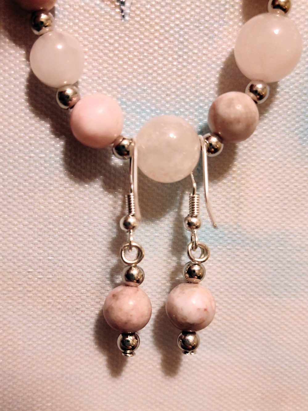 Handmade pink howlite bead drop earrings